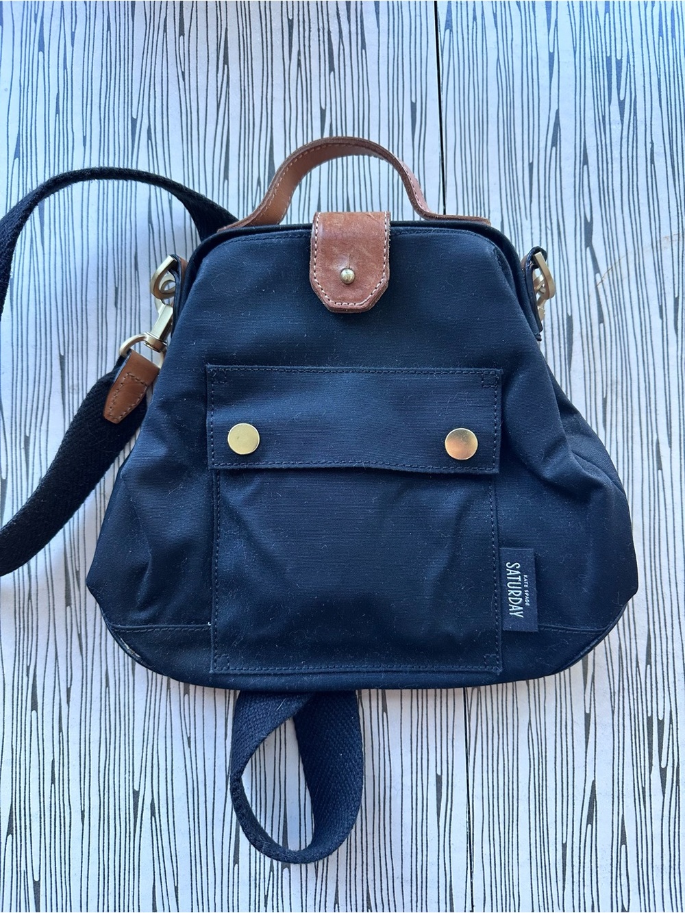 Kate Spade Black Crossbody Bag with Leather Trim Basic Simple Purse Medium Size
